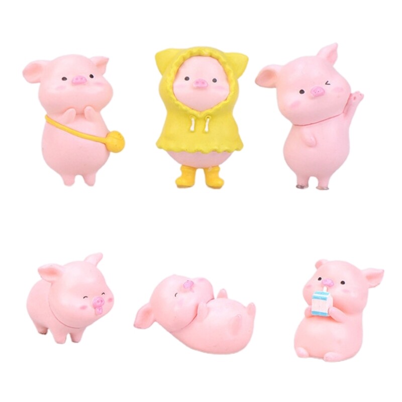 Unique Miniaturas Pig Figurine Decorative Resin Piggy Statue Collectible Toy