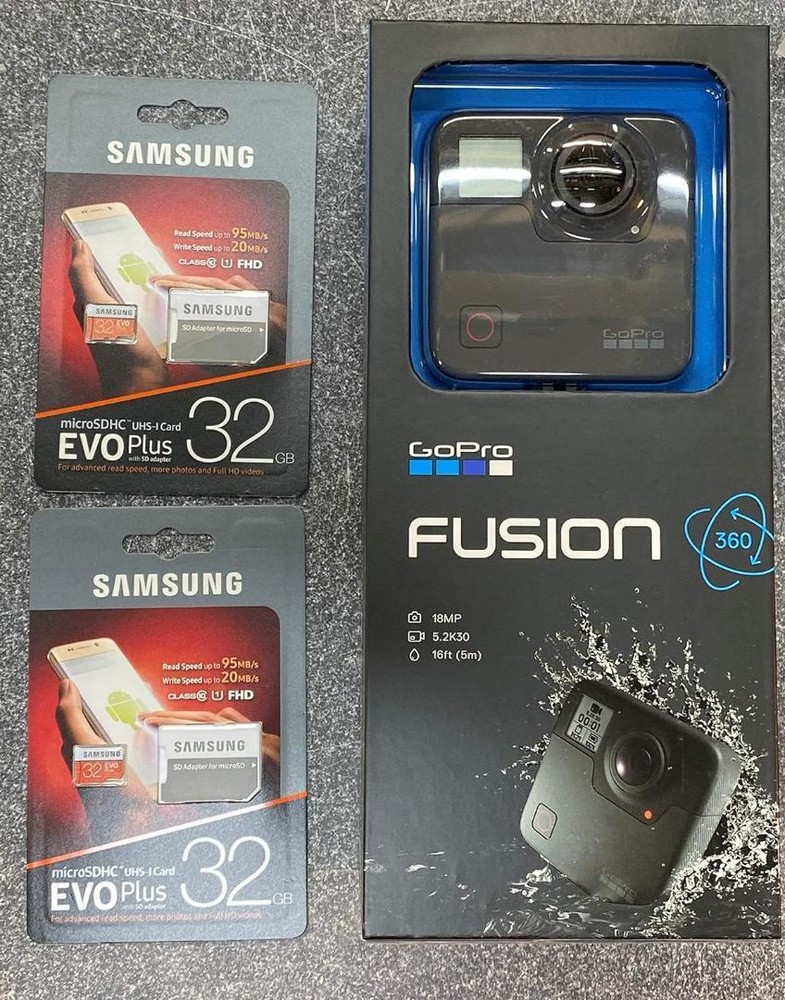 GoPro Fusion 360 Action Camera with SD Cards and Battery Case - Black