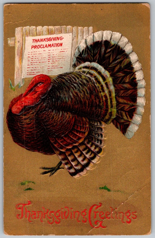 Antique Postcard Thanksgiving Turkey Greeting 1910s