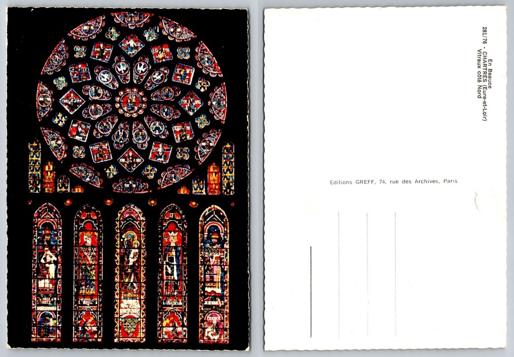 Chartres Cathedral North Rose Window Stained Glass Postcard GREFF France