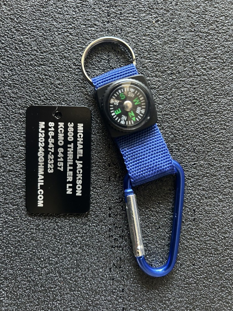 1 Blue Custom Engraved Luggage ID tags with free Compass Lanyard