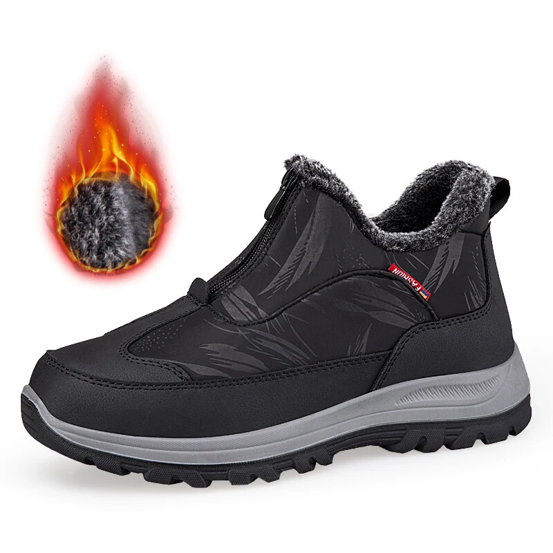 Winter Snow Boots Men Slip on Ankle Boots Warm Fur Comfortable Non-slip Sneakers