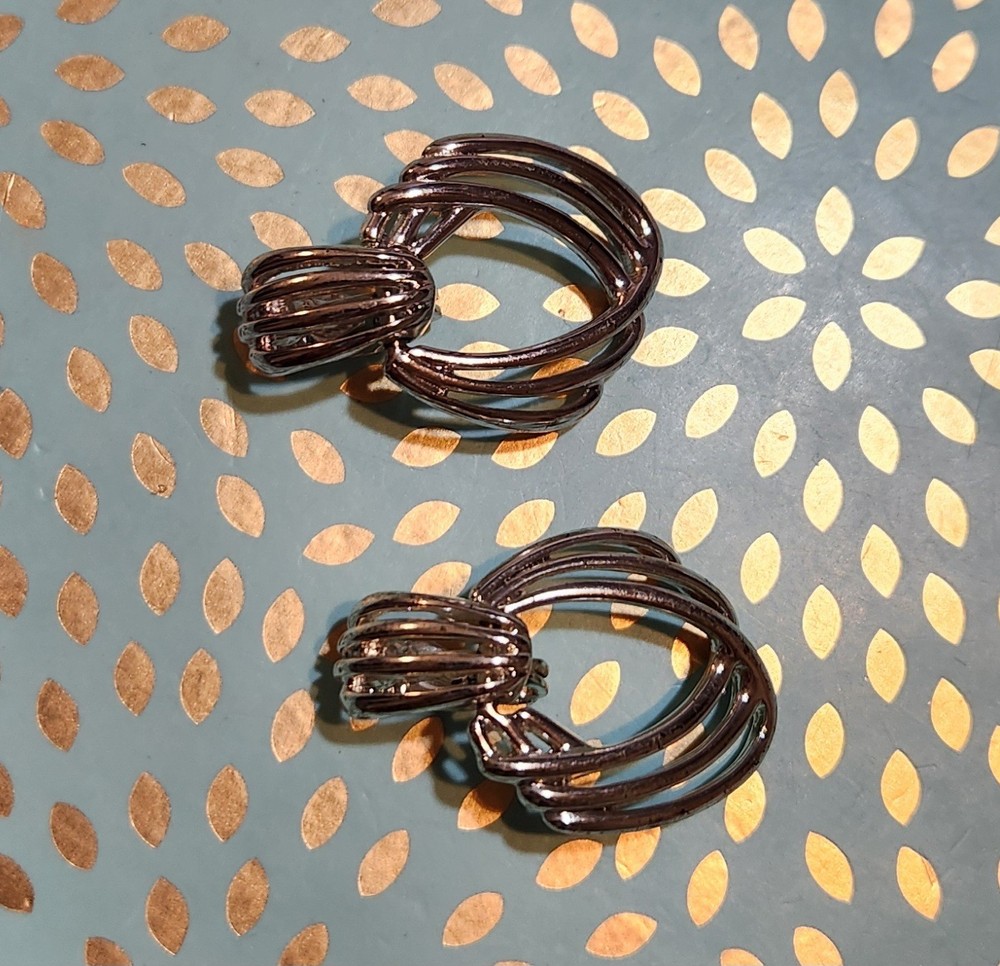 VTG Monet Silver-tone Door Knocker Clip-on Earrings
