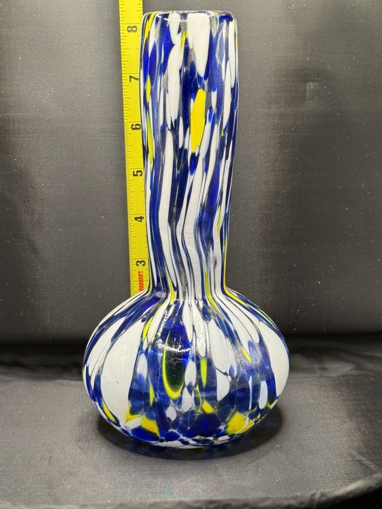 Murano Style Multicolored Art Glass Vase (Hand Blown)