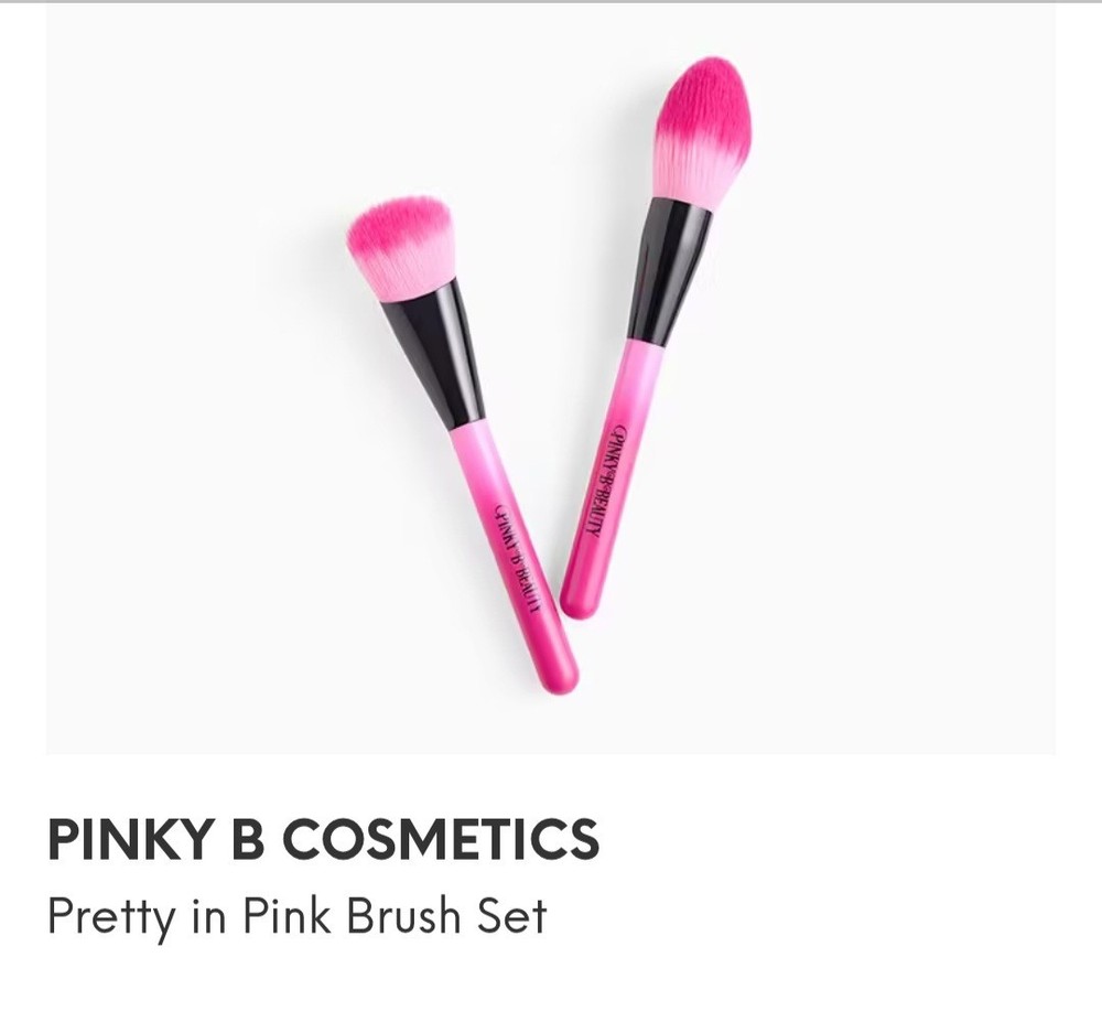 Pinky B Cosmetics Pink Black Makeup Brushes Set Includes Powder Blush Brush