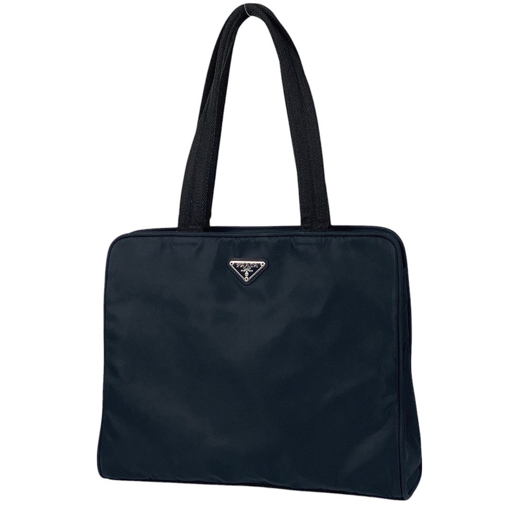 RARE PRADA Logo Plate Tote Bag Vintage Women Handbag Pre-Owned