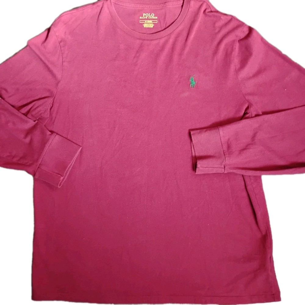 Polo Ralph Lauren Crew Neck T Shirt Mens Large Red Long Sleeve Custom Slim Fit