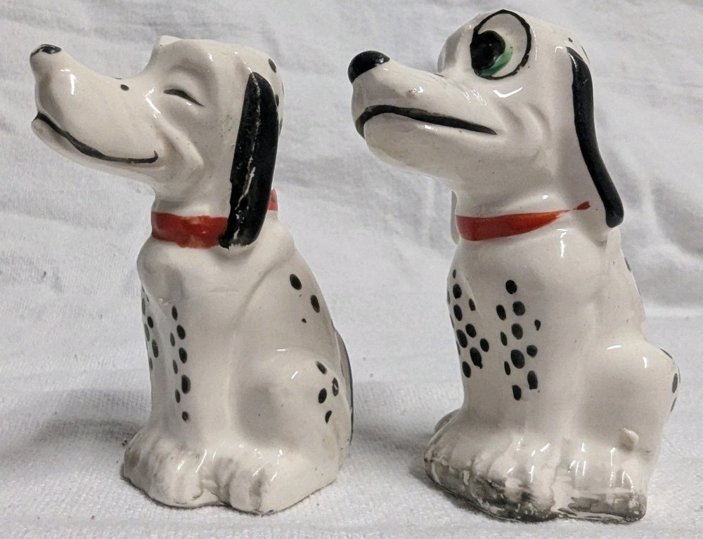 Vintage Anthropomorphic Kitchen Japan Decor Dalmations Salt Pepper Shaker Kitsch