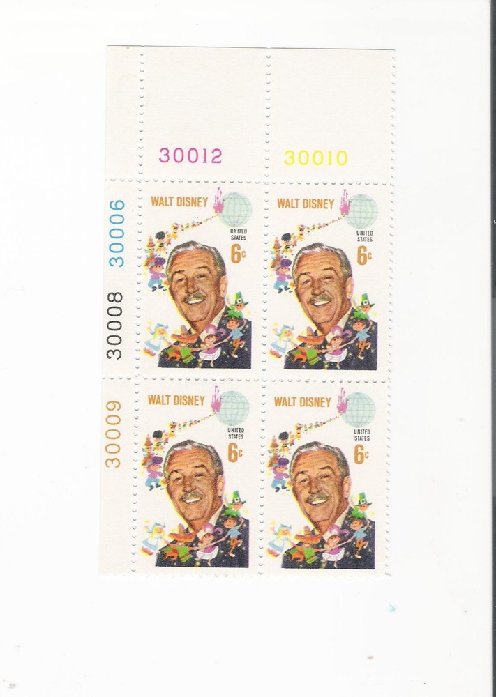 Scott 1355 US Walt Disney Plate Block MNH Free Shipping OG