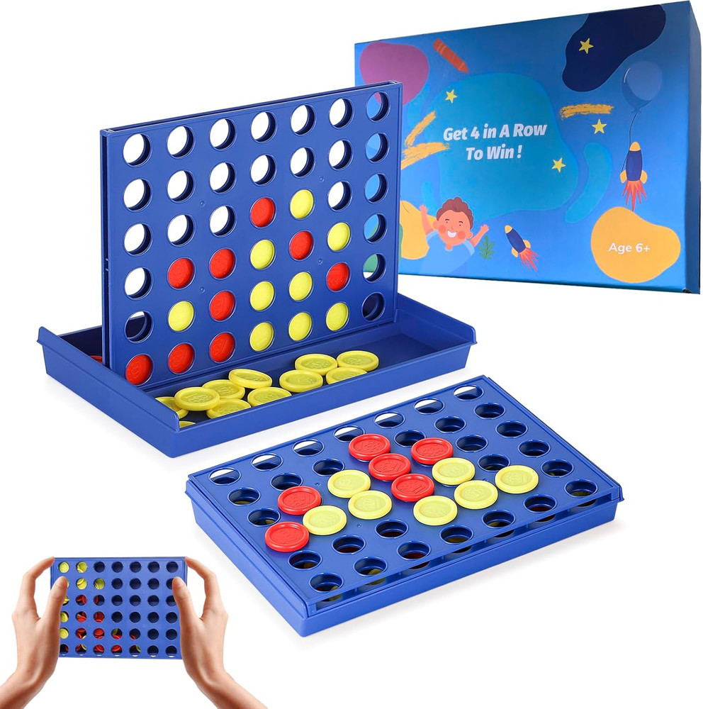4 in a Row Connect Game Travel Board Game (Small) Mini 7X4.8 Inch