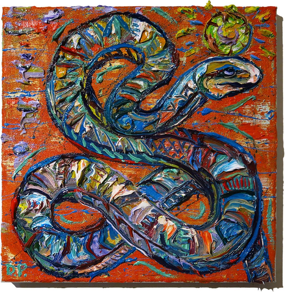 Original Oil Painting of Snake Animal Pet Infinity spiritual religious OoAK Pop