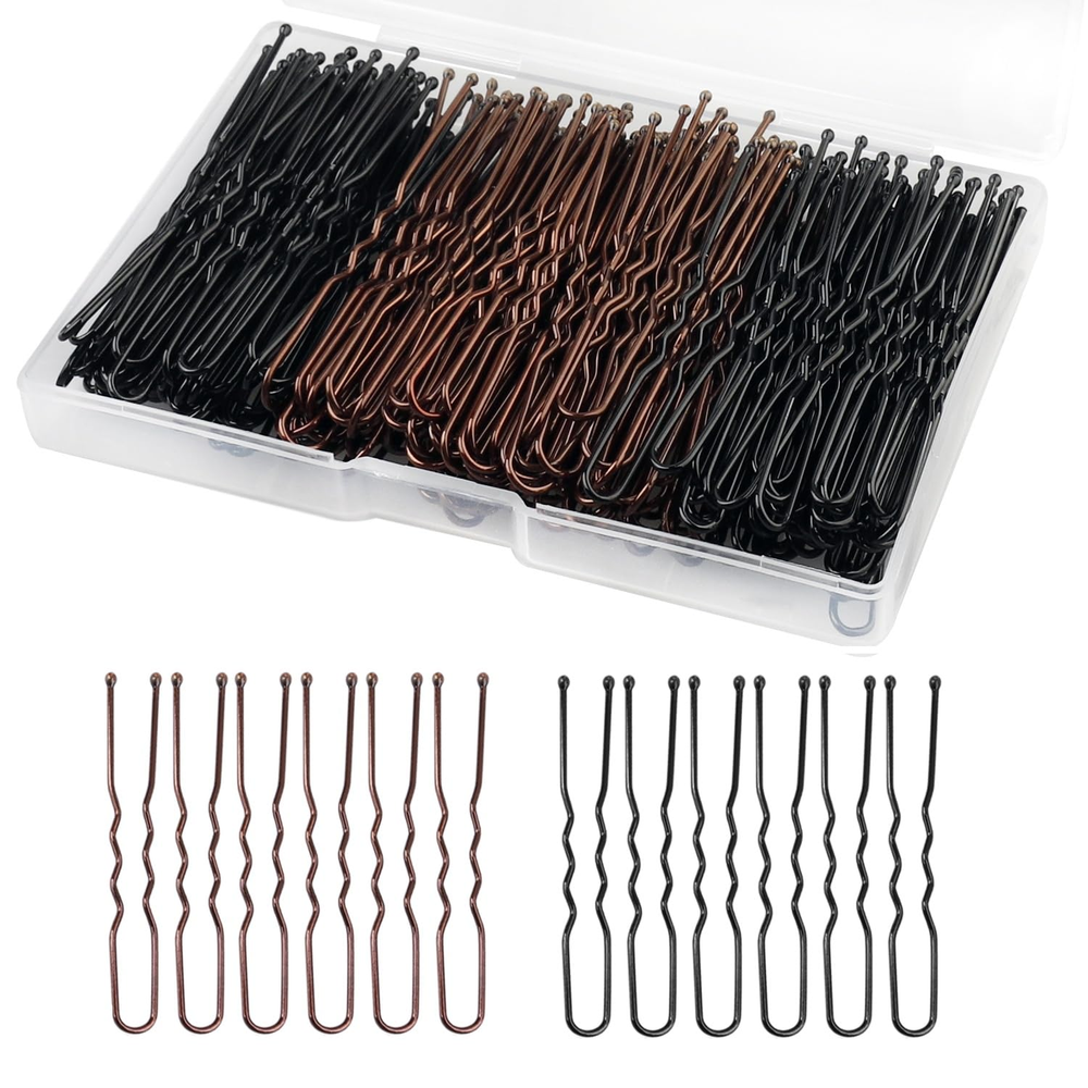 200Pcs U-Shaped Hair Pins for Buns - 2.4 Inch with Storage Box - Women & Girls