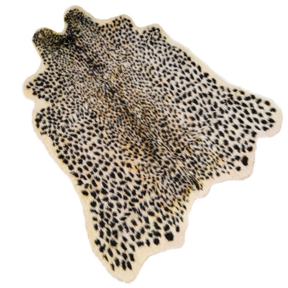 Leopard Print Faux Fur Rug Soft Cheetah Cowhide Area Rug Animal Print Decor