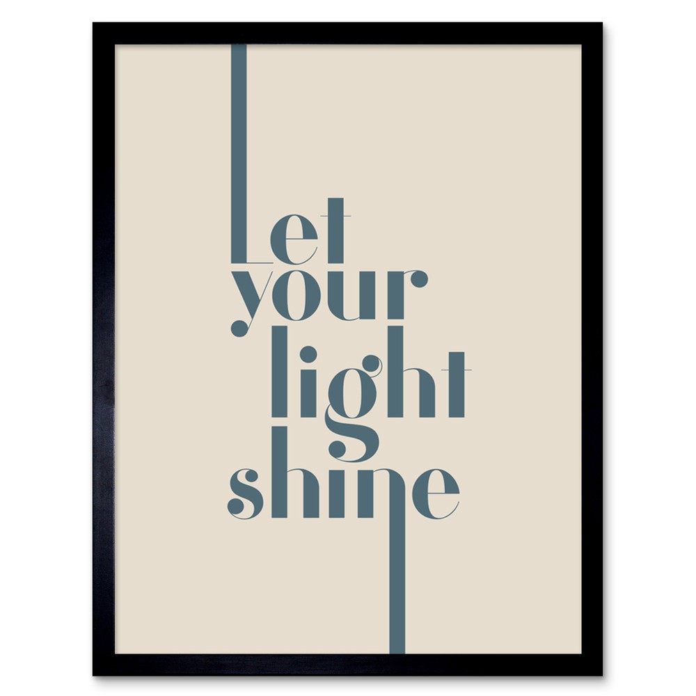Let Your Light Shine Framed Motivational Wall Art Print 12x16