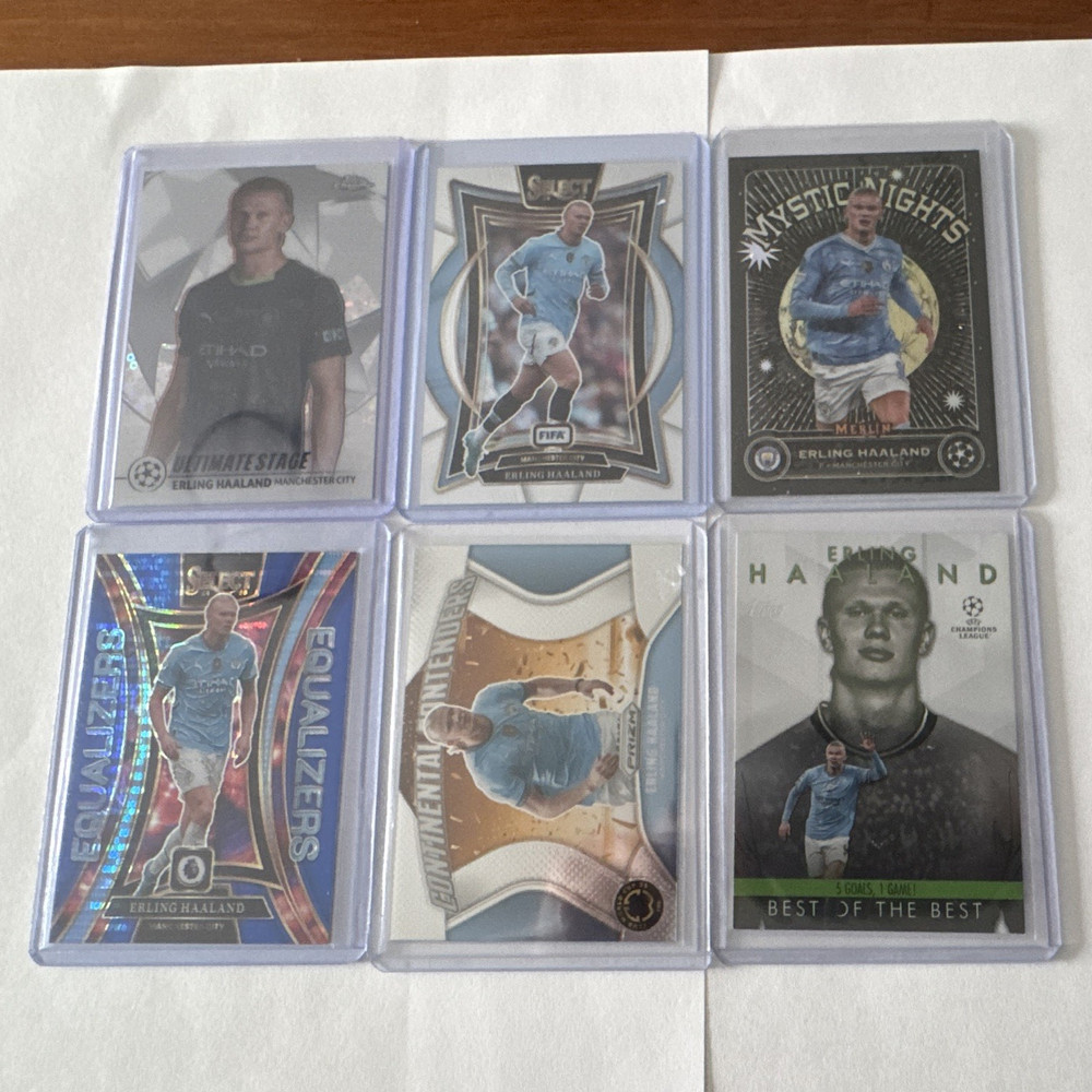 Erling Haaland Manchester City 6-Card Lot Topps/Panini