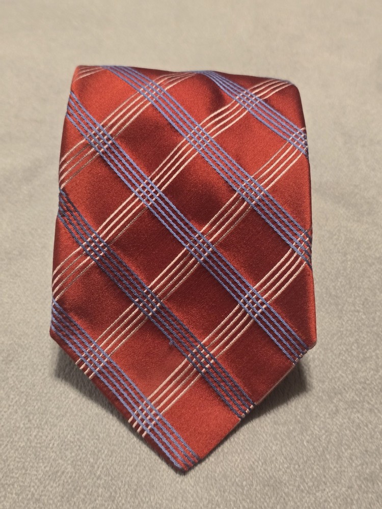 Men's Made In Canada 100% Silk Necktie Red White and Blue Striped Tie