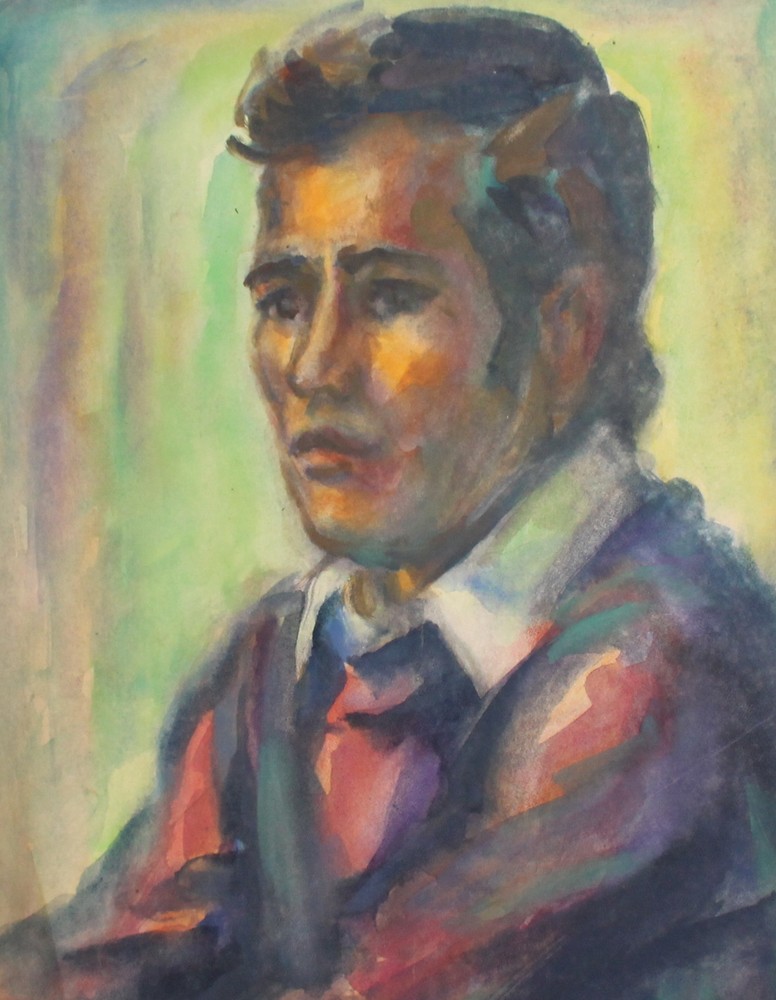 Vintage watercolor portrait painting in classic artistic style