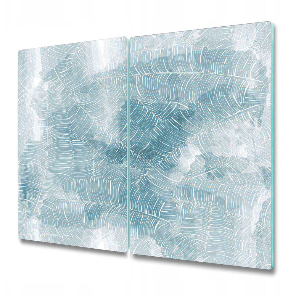 Serving Chopping Serving Board Glass Cover Cold tropical leaves blue 2x30x52