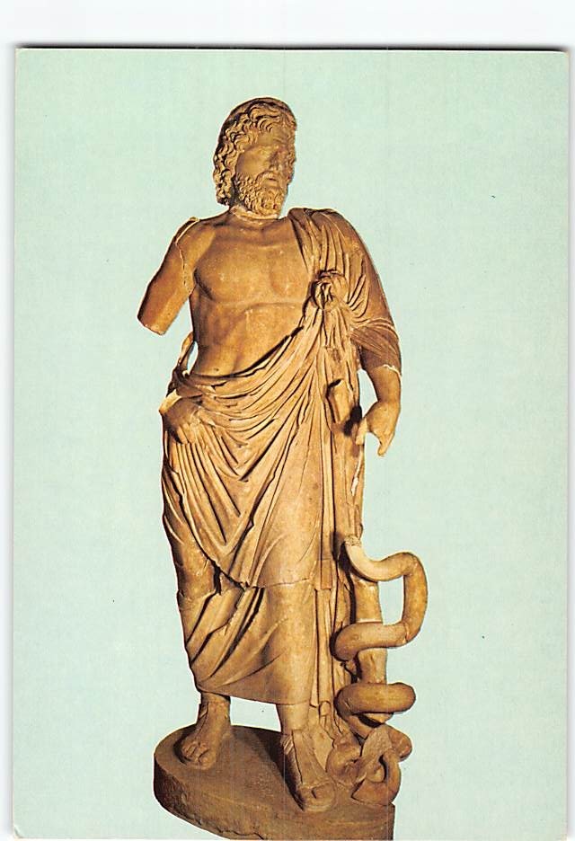 Postcard Statue of Asclepius National Archaeological Museum of Athens Greece