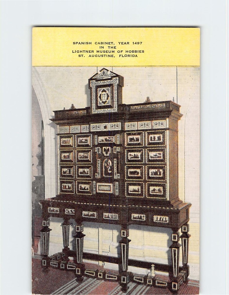 Postcard Spanish Cabinet Lightner Museum of Hobbies St. Augustine Florida USA