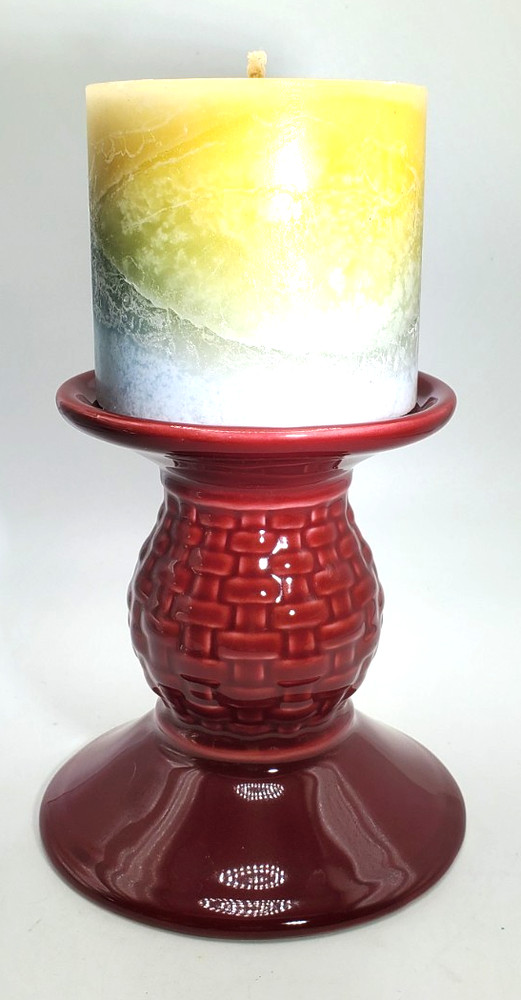 Longaberger Pillar Candle Holder in Paprika Woven Pattern