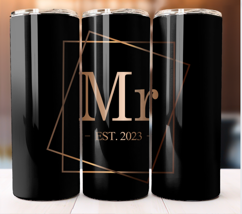 Mr.  Est. 2023 Tumbler 20oz Skinny Cup Mug Stainless Steel