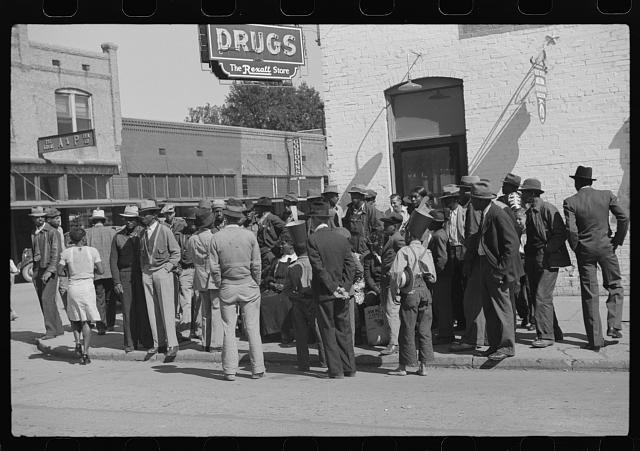 Belzoni Mississippi 1939 Main Street Saturday Afternoon Crowd Drugs Store