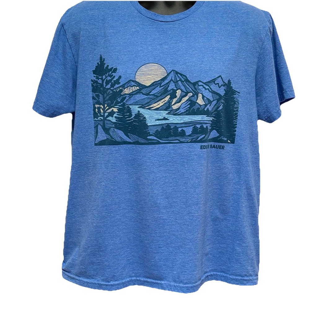 New Mens Eddie Bauer Outdoor Graphic Shirt Large L NWOT Blue Tshirt Tee