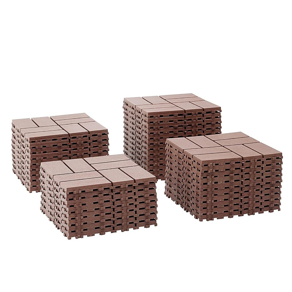 44-Piece Interlocking Deck Tiles for Outdoor Use, 12x12 Inch Waterproof All-Weather Flooring
