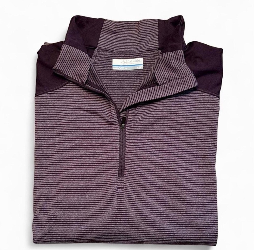 Columbia Half Zip Pullover Mens Medium Purple Stripe Athletic Outdoor Top