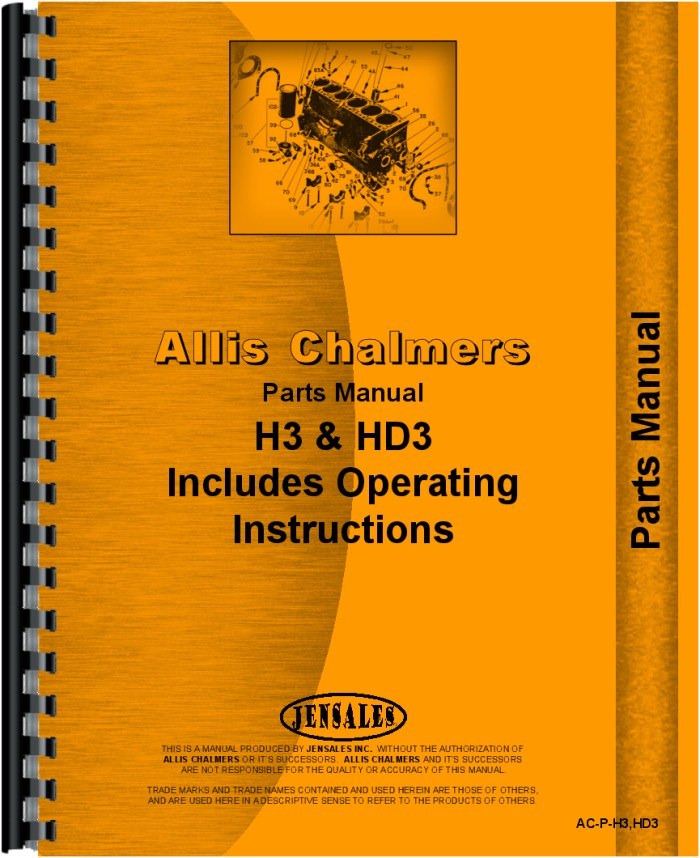 Allis Chalmers H3 HD3 Crawler Parts Manual AC-P-H3 HD3 Repair Guide