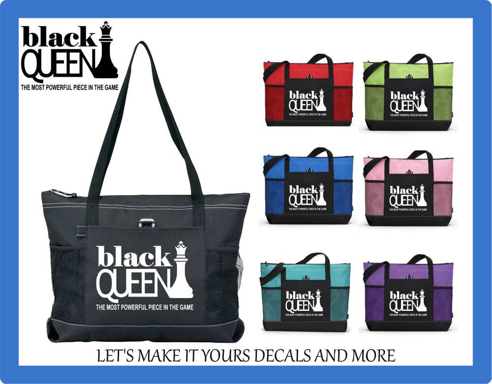 BLACK QUEEN MOST POWERFUL PIECE GAME CHESS INSPIRED TOTE PURSE SPORTS GYM BAG