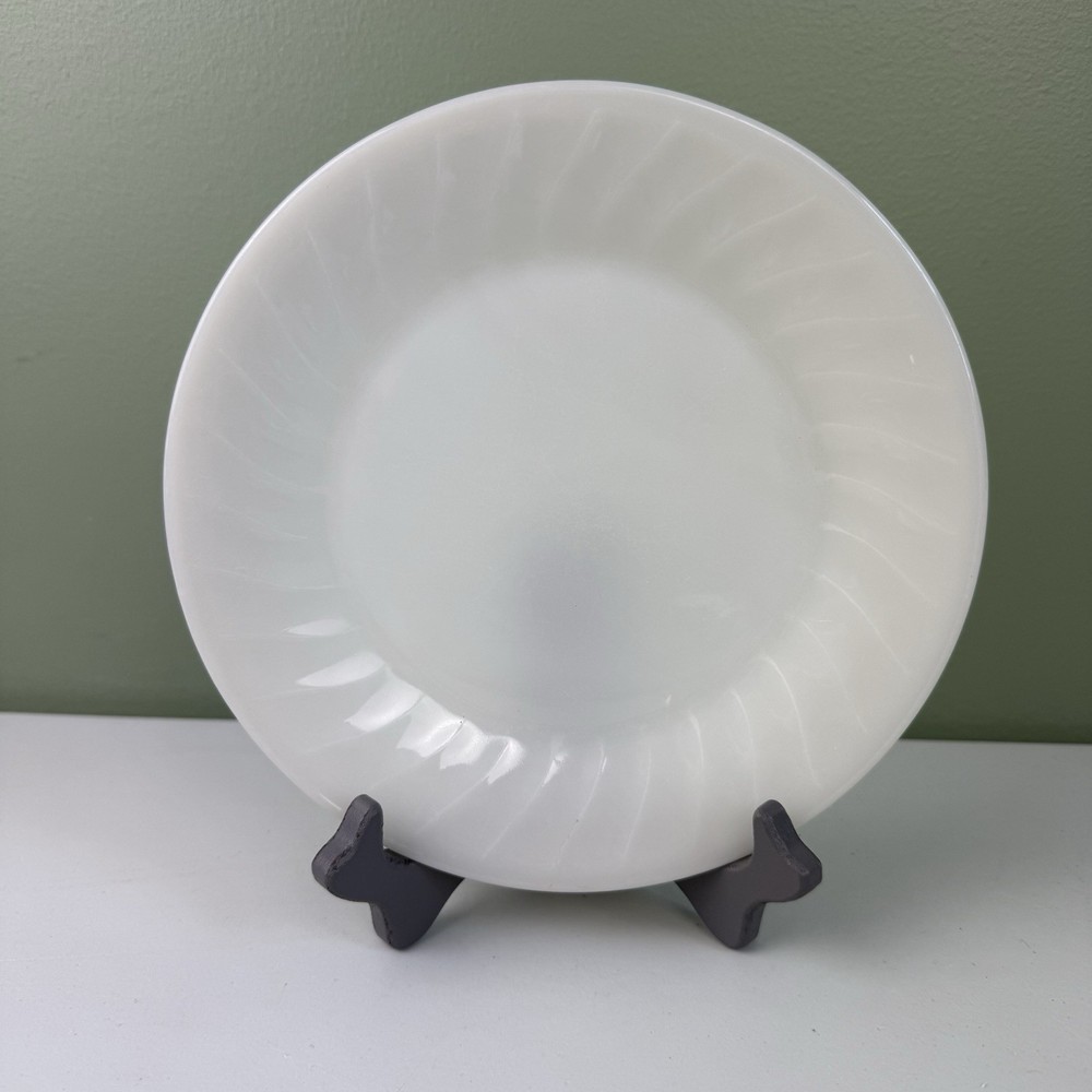 Vtg Swirl Azurite Fire King 7 5/8” Luncheon Salad Plate | White