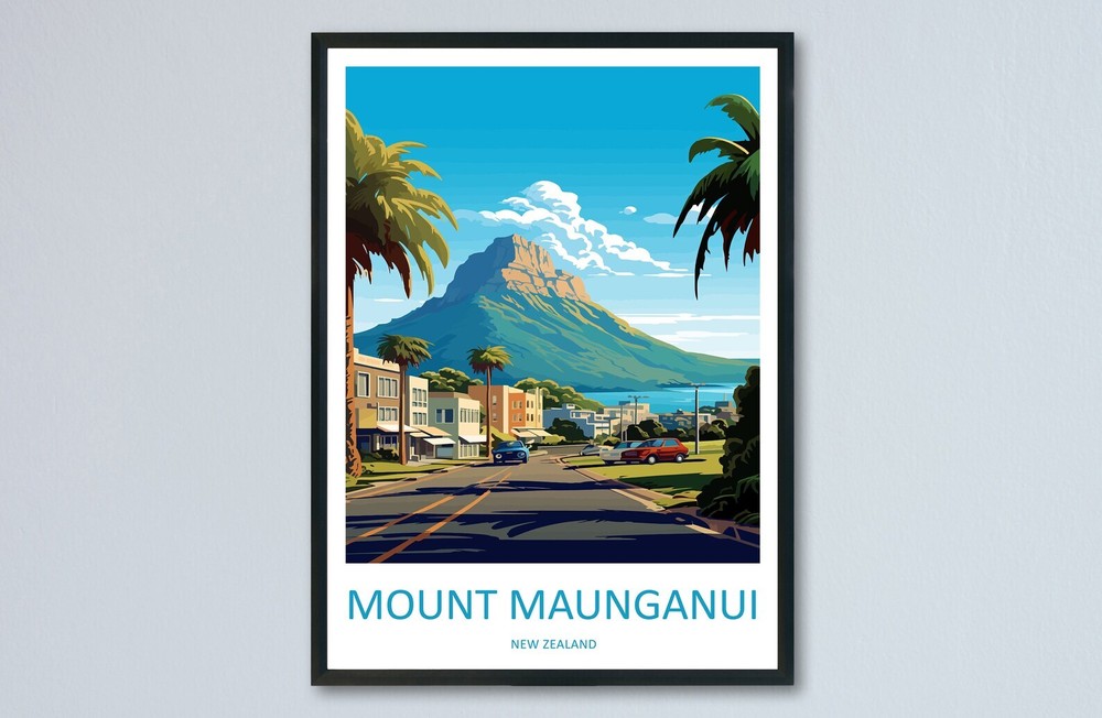 Mount Maunganui Travel Print Wall Art Mount Maunganui Wall Hanging Home Dcor