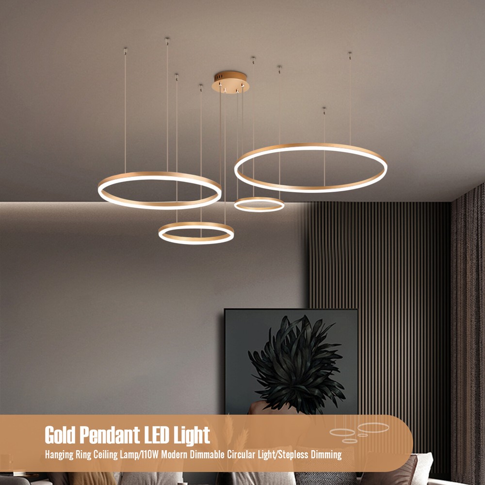 Modern Dimmable 110W Circular Hanging Ceiling Pendant Lamp Light