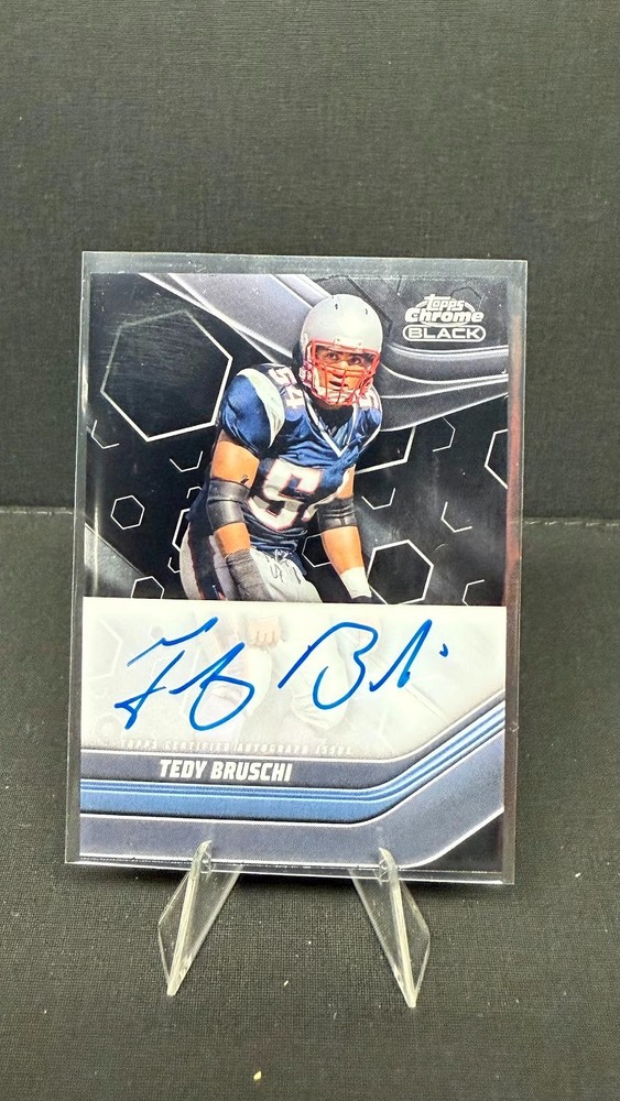 Tedy Bruschi 2023 Topps Chrome Black Composite #Tcba-Teb On Card Auto Patriots