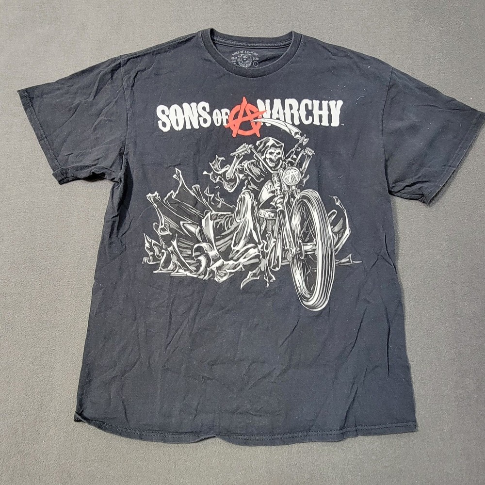 Sons of Anarchy Grim Reaper Motorcycle Graphic T-Shirt Mens Large Black FX Show