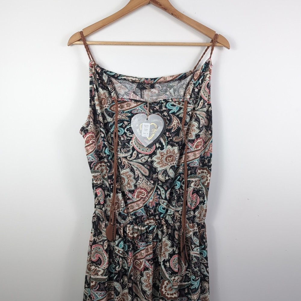 Club L Ladies Size 16 Brown Boho Style Long Dress Brand New