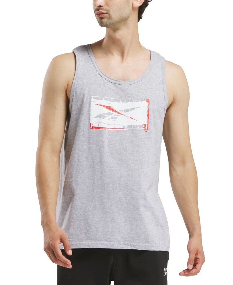 Reebok NEW Men's Regular fit Sleeveless Graphic Tank Top T-Shirt Size XL Grey