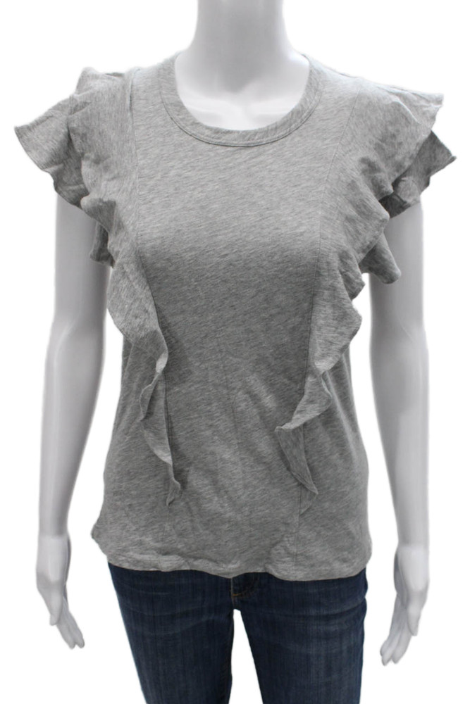 Veronica Beard Womens Gray Pima Cotton Crew Short Sleeve Tee Size XSFree Shipping in US $100+ Orders | $6.95 Orders Below