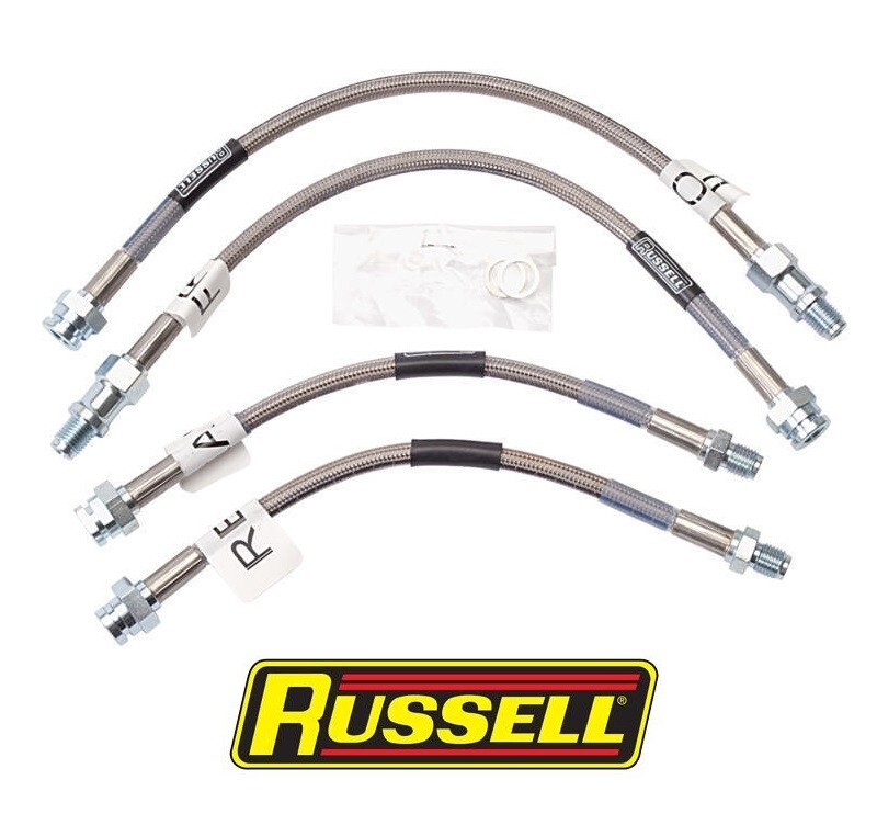 Russell 692000 Stainless Steel Braided Brake Line Hose Kit Corvette 1963-1982