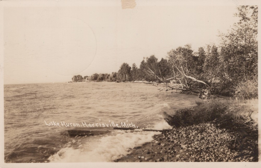 Harrisville MI Michigan ~ Lake Huron RPPC 1949