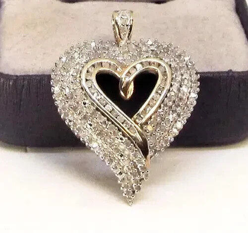 2Ct Round Cut Simulated Diamond Heart Pendant 14k Yellow Gold Plated 18