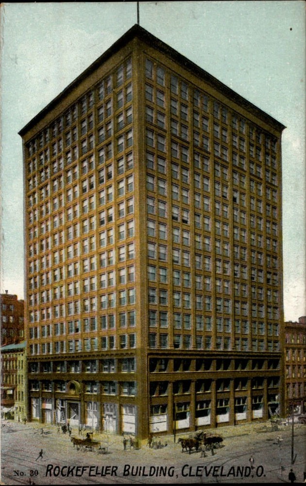 Rockefeller Building ~ Cleveland Ohio OH ~ horse buggy ~ 1908 vintage postcard