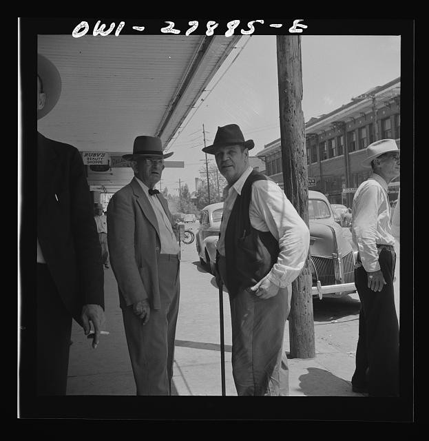 Photo:Street Scene Men in Hats 1930s Vintage Cars Storefront