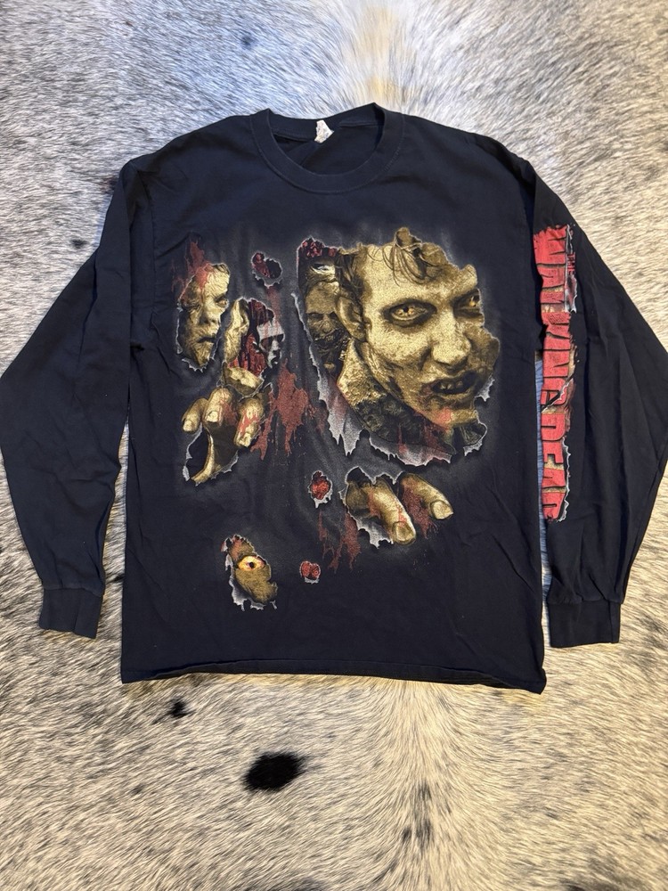Vintage Walking Dead Long Sleeve – Zombie Graphic – Jerzees Tee Size Large