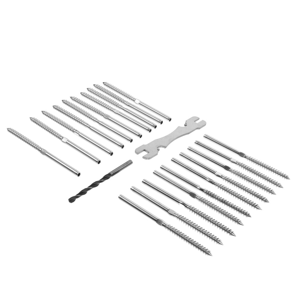 20 Pcs Straight Wood Screws Wire Rope Clamp Cable Railing Post Grommets