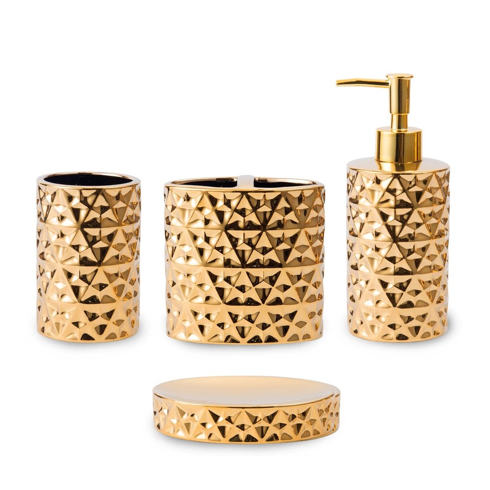 Gold Bathroom Accessory Sets 4 Piece Ceramic Gift Set Apartment Necessities,I...