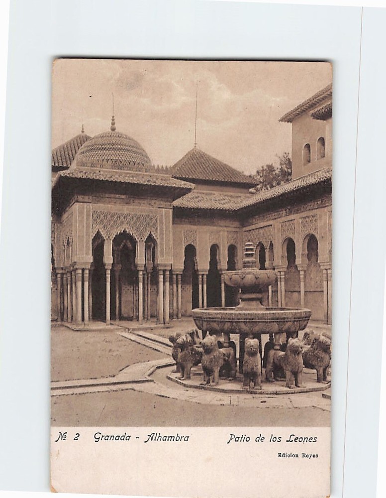 Postcard Patio de los Leones Alhambra Granada Spain