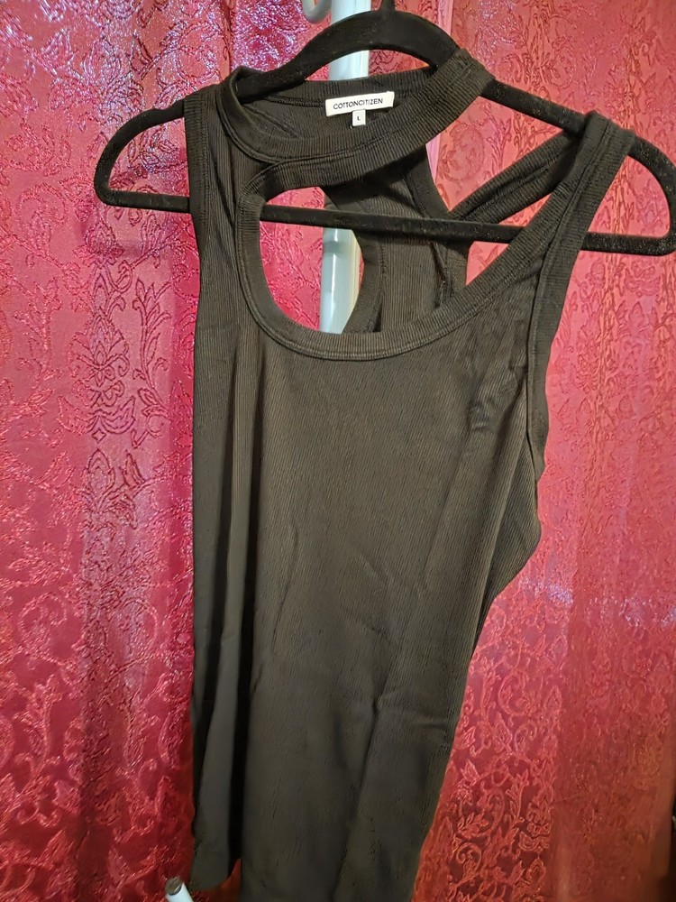 Cotton Citizen Verona Jet Black Cut Out Tank. Sz L. NWOT.    #793
